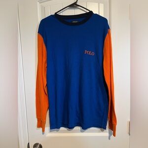 Polo by Ralph Lauren Men's Vibrant Blue and Orange Long Sleeve Tee